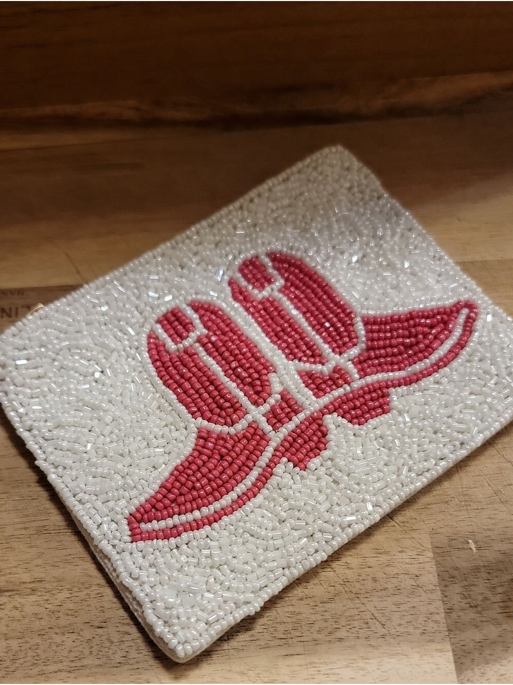 Pink Cowboy boots beaded coin purse - Picture 2 of 7